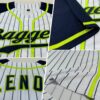 Custom White Navy Pinstripe Navy-Neon Green Authentic Raglan Sleeves Baseball Jersey