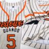 Custom Cream Black Pinstripe Orange-Black Authentic Baseball Jersey