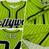 Custom Neon Green Black Pinstripe Black-White Authentic Baseball Jersey
