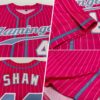 Custom Pink White Pinstripe Light Blue-White Authentic Baseball Jersey