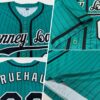 Custom Teal Black Pinstripe Black-White Authentic Baseball Jersey
