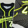 Custom Black Neon Green Pinstripe Neon Green-White Authentic Baseball Jersey