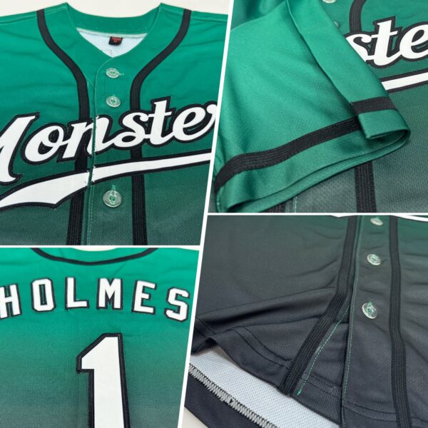 Custom Kelly Green White-Black Authentic Fade Fashion Baseball Jersey