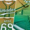 Custom Old Gold White-Kelly Green Authentic Fade Fashion Baseball Jersey