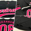 Custom Black Hot Pink-White Authentic Baseball Jersey