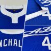 Custom Royal White Two-Button Unisex Softball Jersey
