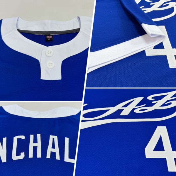 Custom Royal White Two-Button Unisex Softball Jersey