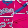 Custom Pink Light Blue-White Two-Button Unisex Softball Jersey