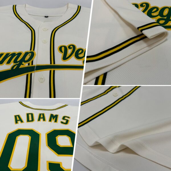 Custom Cream Green-Gold Authentic Baseball Jersey