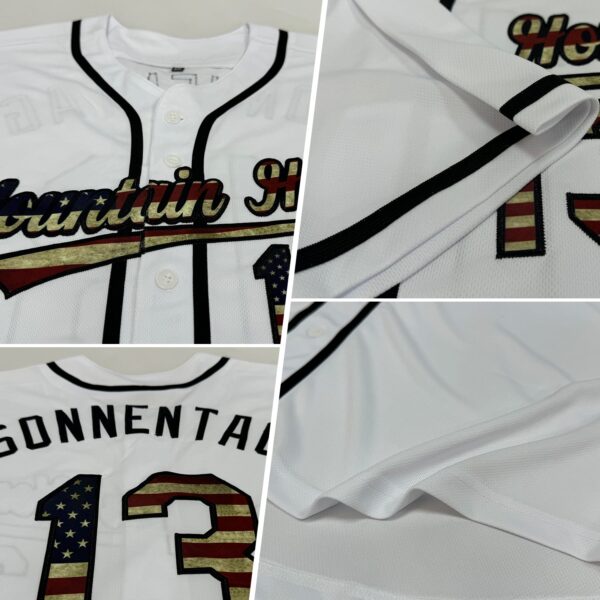 Custom White Vintage USA Flag-Black Authentic Baseball Jersey