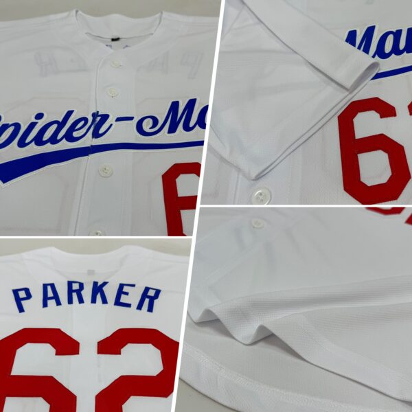 Custom White Red-Royal Authentic Baseball Jersey
