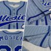 Custom Light Blue White Pinstripe Royal Authentic Baseball Jersey