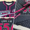 Custom Navy Light Blue Pinstripe Pink Authentic Baseball Jersey