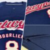 Custom Navy City Cream-Crimson Two-Button Unisex Softball Jersey