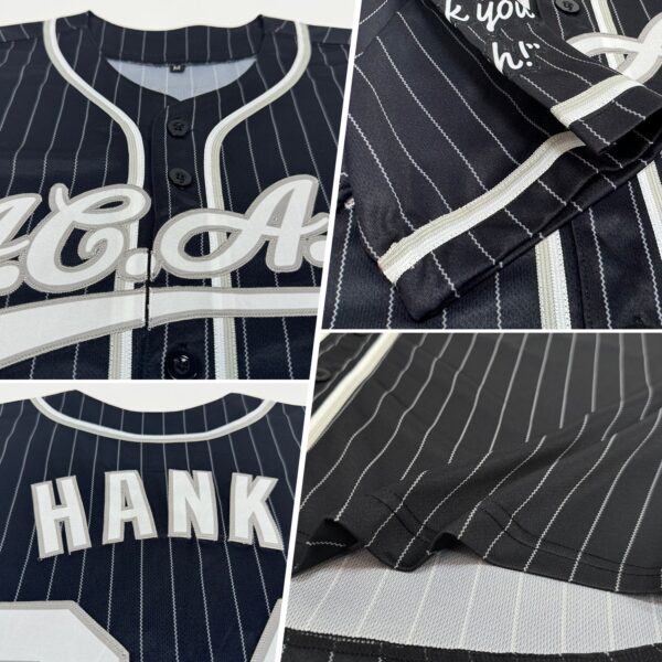 Custom Black Gray Pinstripe White Authentic Baseball Jersey