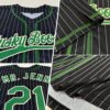 Custom Black Cream Pinstripe Green Authentic Baseball Jersey