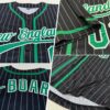 Custom Black White Pinstripe Kelly Green Authentic Baseball Jersey