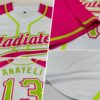 Custom White Neon Green-Pink Authentic Raglan Sleeves Baseball Jersey