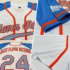Custom White Light Blue-Orange Authentic Raglan Sleeves Baseball Jersey