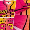 Custom Yellow Pink-Black Authentic Gradient Fashion Baseball Jersey