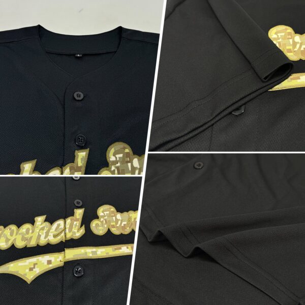 Custom Black Camo-Olive Authentic Baseball Jersey