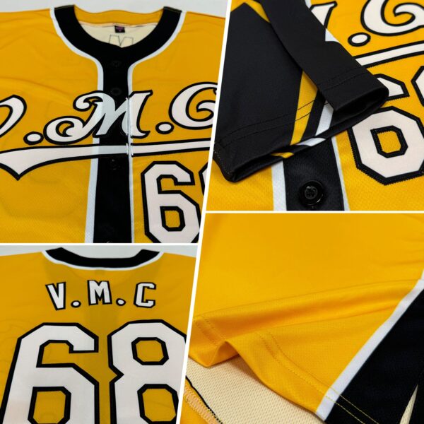 Custom Gold White-Black 3 Colors Arm Shapes Authentic Baseball Jersey