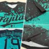 Custom Black Teal 3D Pattern Design Abstract Splatter Grunge Art Authentic Baseball Jersey
