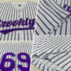 Custom White (Purple Gray Pinstripe) Purple-Gray Authentic Baseball Jersey
