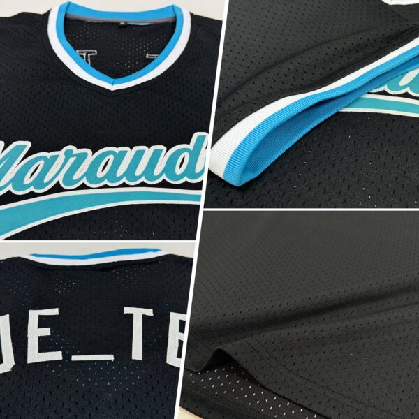 Custom Black Teal-White Authentic Throwback Baseball Jersey