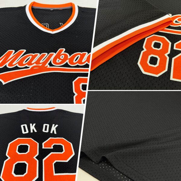Custom Black Orange-White Authentic Throwback Baseball Jersey