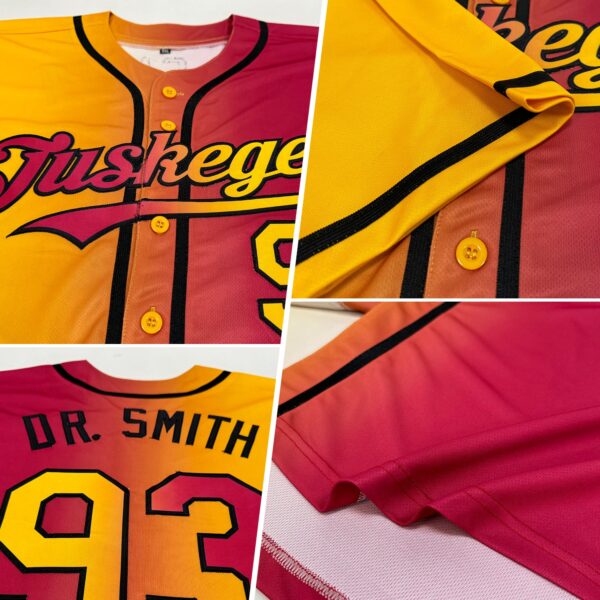 Custom Maroon Gold-Black Authentic Gradient Fashion Baseball Jersey