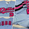 Custom Light Blue Pink-Black Authentic Baseball Jersey