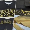 Custom Black Vegas Gold 3D Pattern Design Gradient Square Shapes Authentic Baseball Jersey