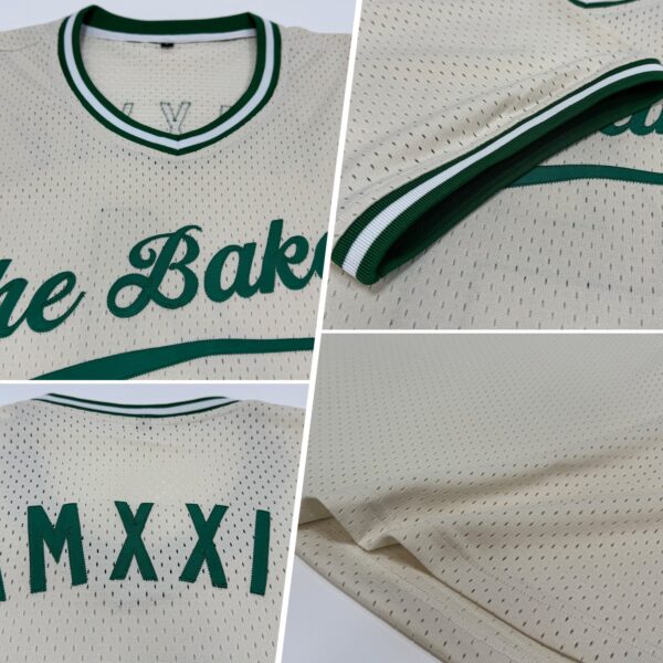 Custom Cream Kelly Green-White Authentic Throwback Baseball Jersey