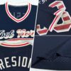 Custom Navy Vintage USA Flag Cream-Red Authentic Throwback Baseball Jersey