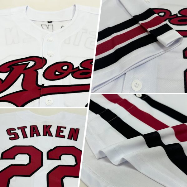 Custom White Crimson-Black Line Authentic Baseball Jersey