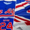 Custom Thunder Blue Red-White Line Authentic Baseball Jersey