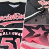 Custom Black Medium Pink-White 3D Pattern Design Gradient Style Twinkle Star Authentic Baseball Jersey