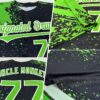 Custom Aurora Green Black-White 3D Pattern Design Abstract Brush Stroke Authentic Baseball Jersey