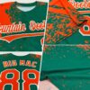 Custom Orange Kelly Green-White 3D Pattern Design Abstract Brush Stroke Authentic Baseball Jersey