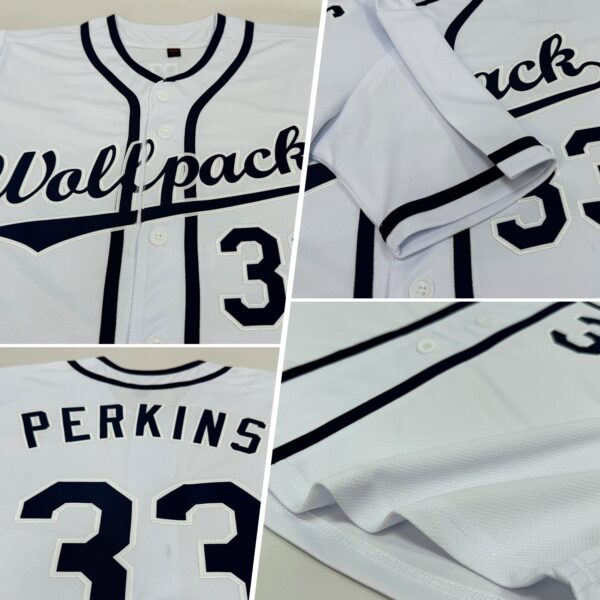 Custom White Navy Baseball Jersey