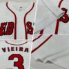 Custom White Red-Navy Baseball Jersey