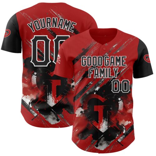 MY26010503 Custom Red Black-White Authentic Baseball Good Game Family Community Jersey