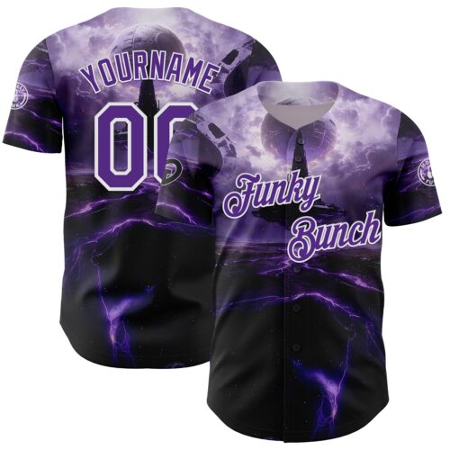 MY26010504_bcf9be24-b5de-430c-a810-abd07087040e Custom Purple Black-White Authentic Baseball Good Game Family Community Molly Funky Bunch Jersey