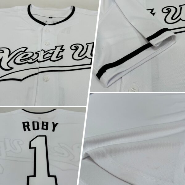 Custom White White-Black Authentic Baseball Jersey