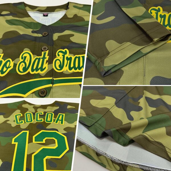 Custom Camo Green-Gold Authentic Salute To Service Baseball Jersey