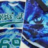 Custom Royal Teal-White 3D Pattern Design Water Dragon Authentic Baseball Jersey