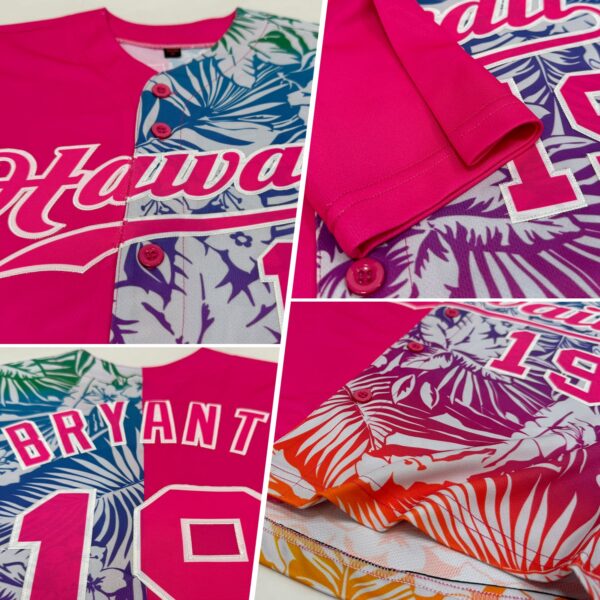 Custom 3D Pattern Design Tropical Palm Leaves Authentic Baseball Jersey