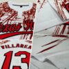 Custom White Red-Black 3D Pattern Two-Button Unisex Softball Jersey