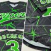 Custom Black Neon Green-White 3D Pattern Design Authentic Baseball Jersey